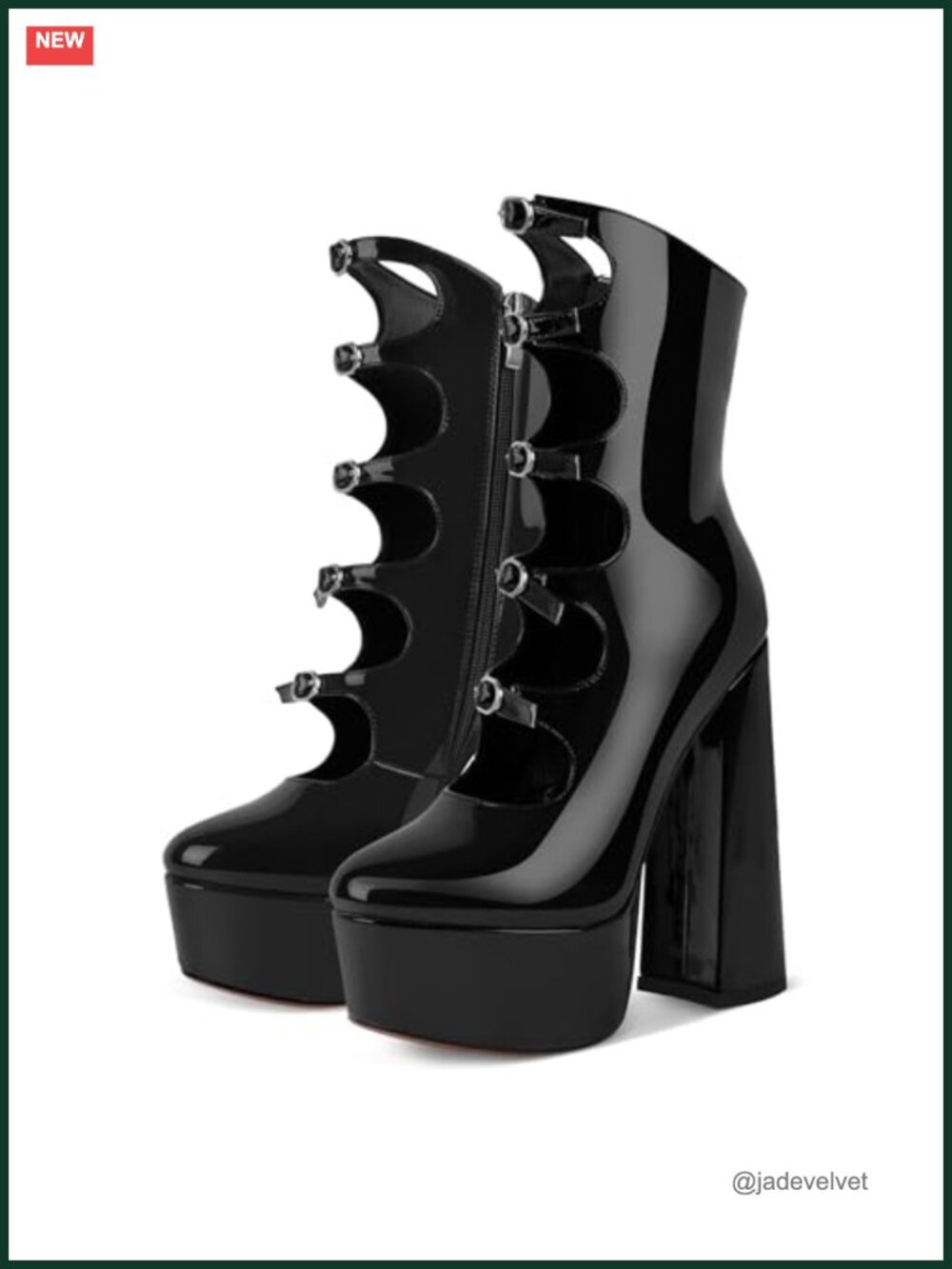 Rhineshell Women's Platform Block Heel Pumps Side Zipper Buckle Ankle Boots